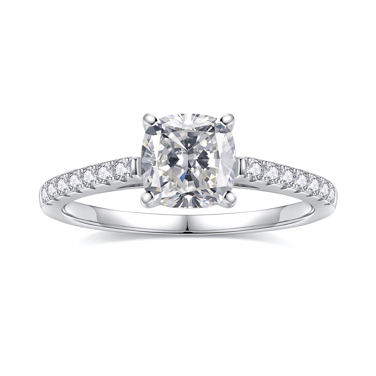 Turandoss 1.5ct Moissanite Engagement Ring 925 Sterling Silver Cushion Cut Diamond Ring Wedding Band Promise Rings for Women