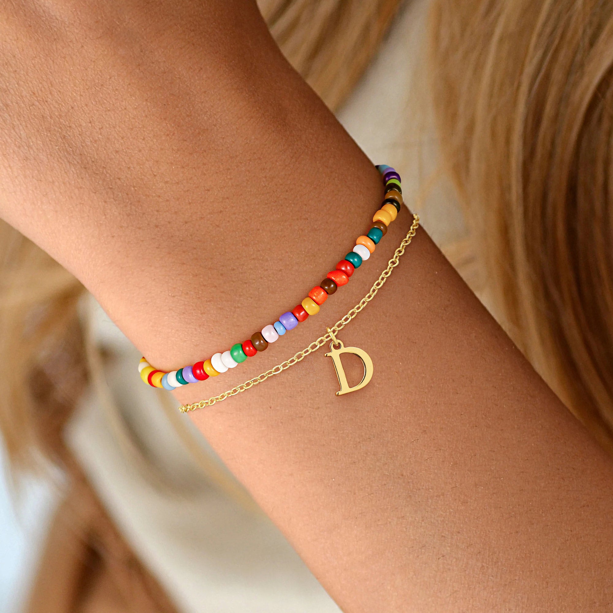 Cute Beaded Girls Bracelets A Initial Charm Bracelet