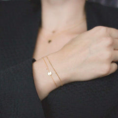 Disc&Chain Dainty Gold Bracelets for Women