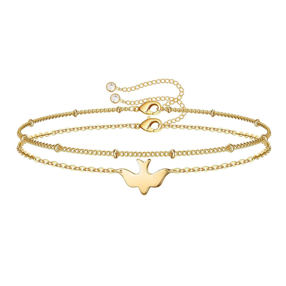 Dove&Beads Chain Dainty Gold Bracelets for Women