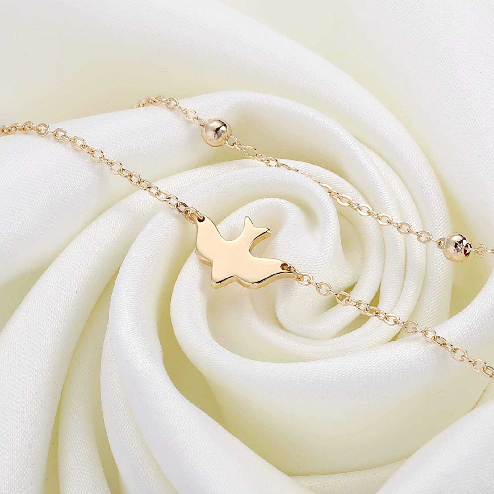 Dove&Beads Chain Dainty Gold Bracelets for Women