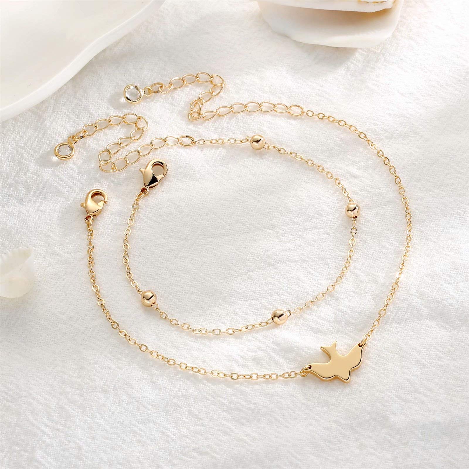 Dove&Beads Chain Dainty Gold Bracelets for Women