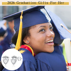 Turandoss 2026 Graduation Gifts for Her Heart Stud Earrings Class of 2026 Personalized Graduation Gifts White Cubic Zirconia Hypoallergenic Stud Earrings Trendy Jewelry Gifts for Women Teen Girls
