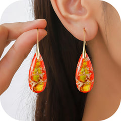 Turandoss 18K Gold Plated Nature Healing Stone Drop Dangle Colorful Boho Earrings for Women Sensitive Ears Hypoallergenic Fishhoop Fashion Accessories Jewelry Birthday Gifts for Mom Wife Her Ideas