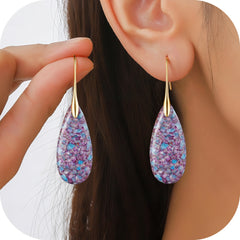 Turandoss 18K Gold Plated Nature Healing Stone Drop Dangle Colorful Boho Earrings for Women Sensitive Ears Hypoallergenic Fishhoop Fashion Accessories Jewelry Birthday Gifts for Mom Wife Her Ideas