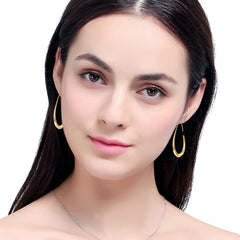 Turandoss Lightweight Teardrop Hoop Earrings for Women 14k Gold Plated Large Oval Pull Through Hoop Hypoallergenic Earrings High Polished Statement Jewelry Gift for Women Teen Girls