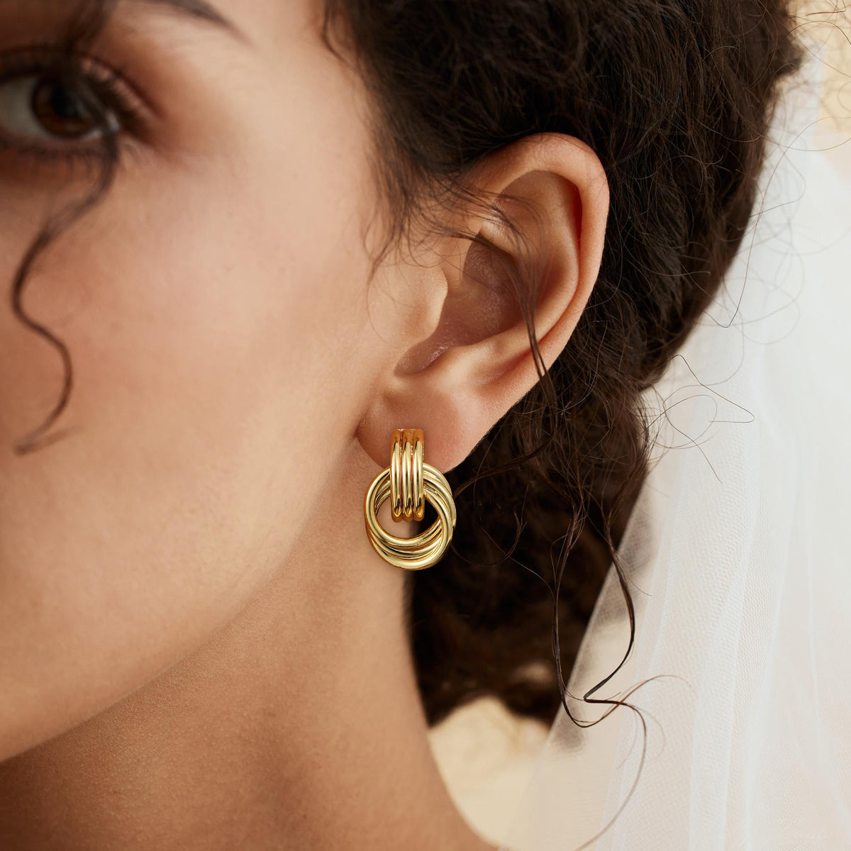 Turandoss Trendy 14K Gold Plated Knot Earrings for Women Chunky Statement Drop Dangle Earrings Lightweight Hypoallergenic Fashion Accessories Jewelry Gifts for Women Girls