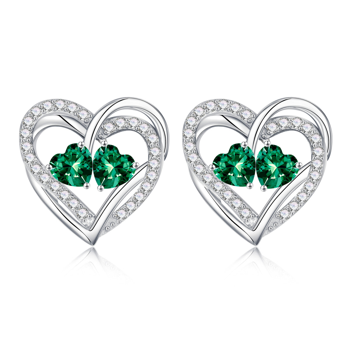 Turandoss Double Birthstone Earrings Gifts for Women 925 Sterling Silver CZ Birthstone Trendy Jewelry Mothers Day Valentine's Day Gifts for Women Wife Her