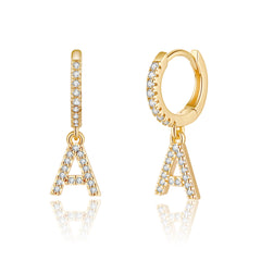 Turandoss 18K Gold Huggie Hoop Earrings for Girls Women - 1Pair Dainty Initial Cartilage Dangle Diamond Earring Hypoallergenic, Christmas Gifts