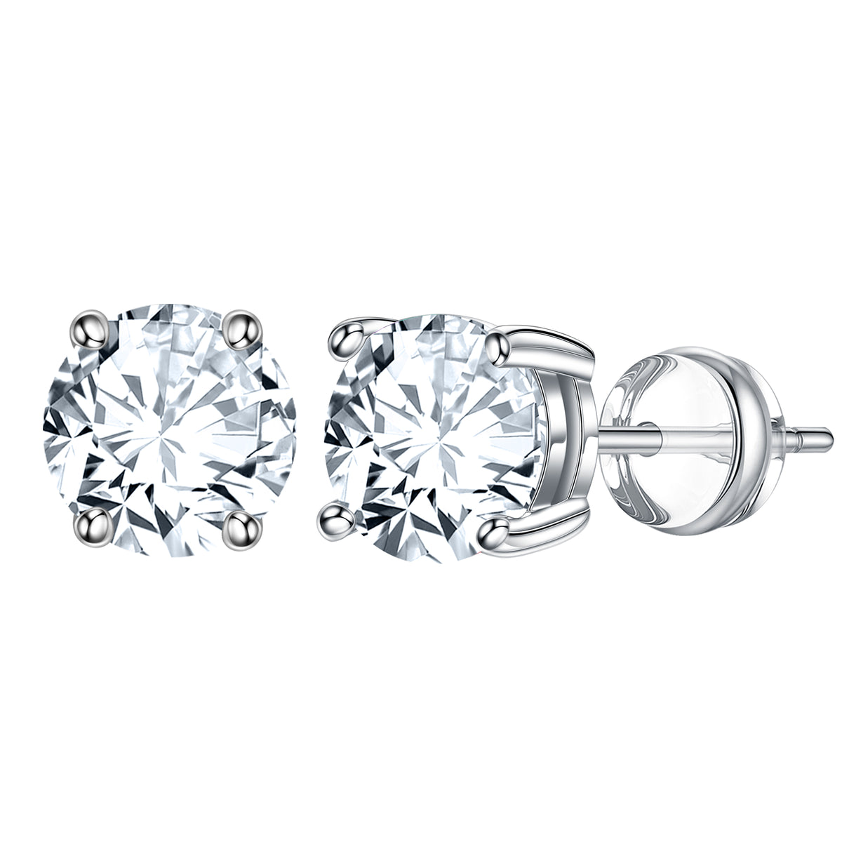 Turandoss Birthstone Stud Earrings for Women - S925 Sterling Silver Flat Back Cartilage Earring Set for Multiple Piercing, Christmas Gifts for Women