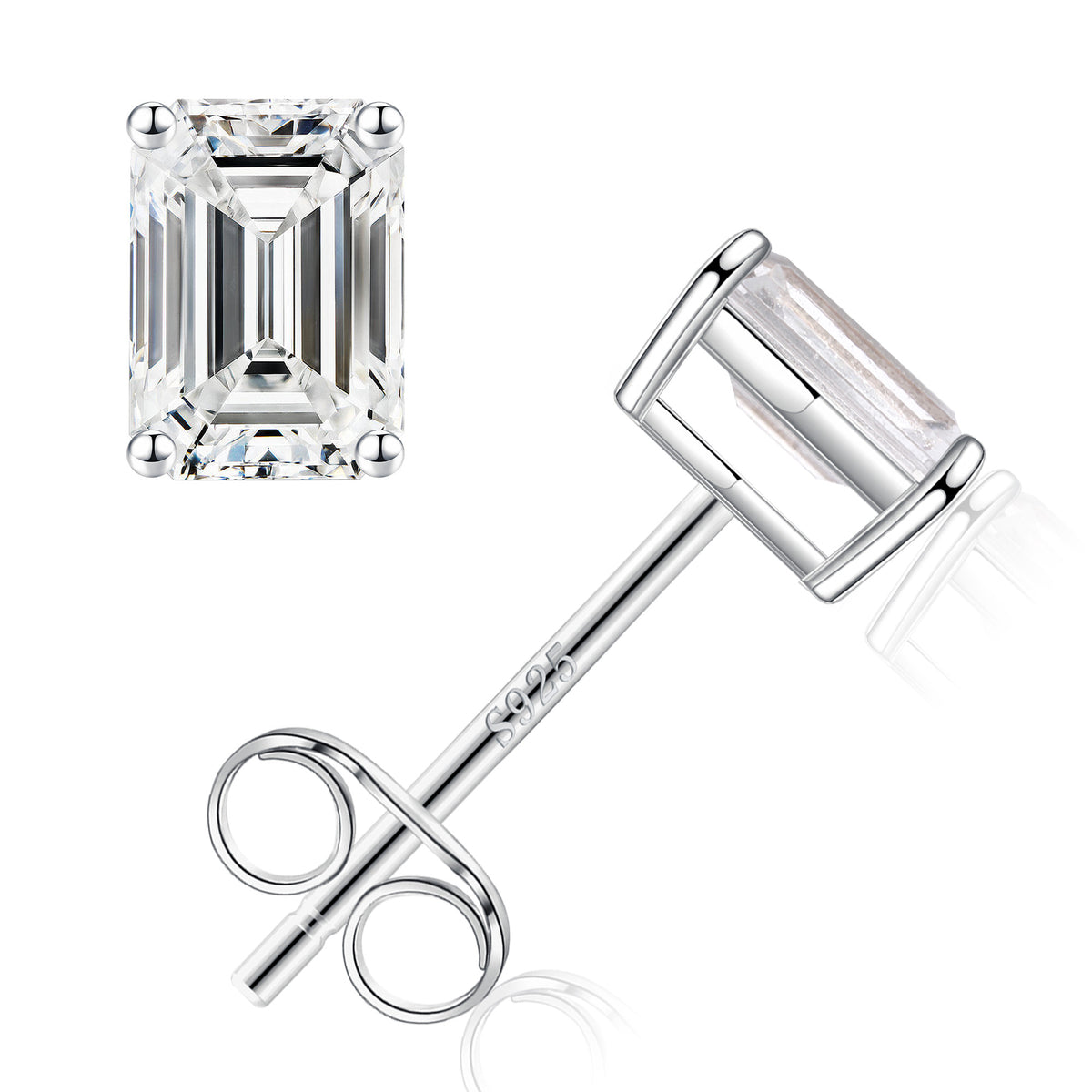 Turandoss S925 Sterling Silver Stud Earrings for Women, Cubic Zirconia Hypoallergenic Flat Back Cartilage Earrings for Piercing, Christmas Gifts
