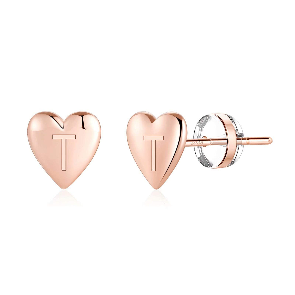 Turandoss Heart Initial Stud Earrings for Girls Dainty 14K Gold Plated Letter A-Z Hypoallergenic Jewelry Birthday Gifts for Women Teens Little Girls