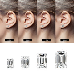 Turandoss S925 Sterling Silver Stud Earrings for Women 2Ct Cubic Zirconia Emerald Cut Simulated Diamond Hypoallergenic Jewelry Gifts for Women Mom