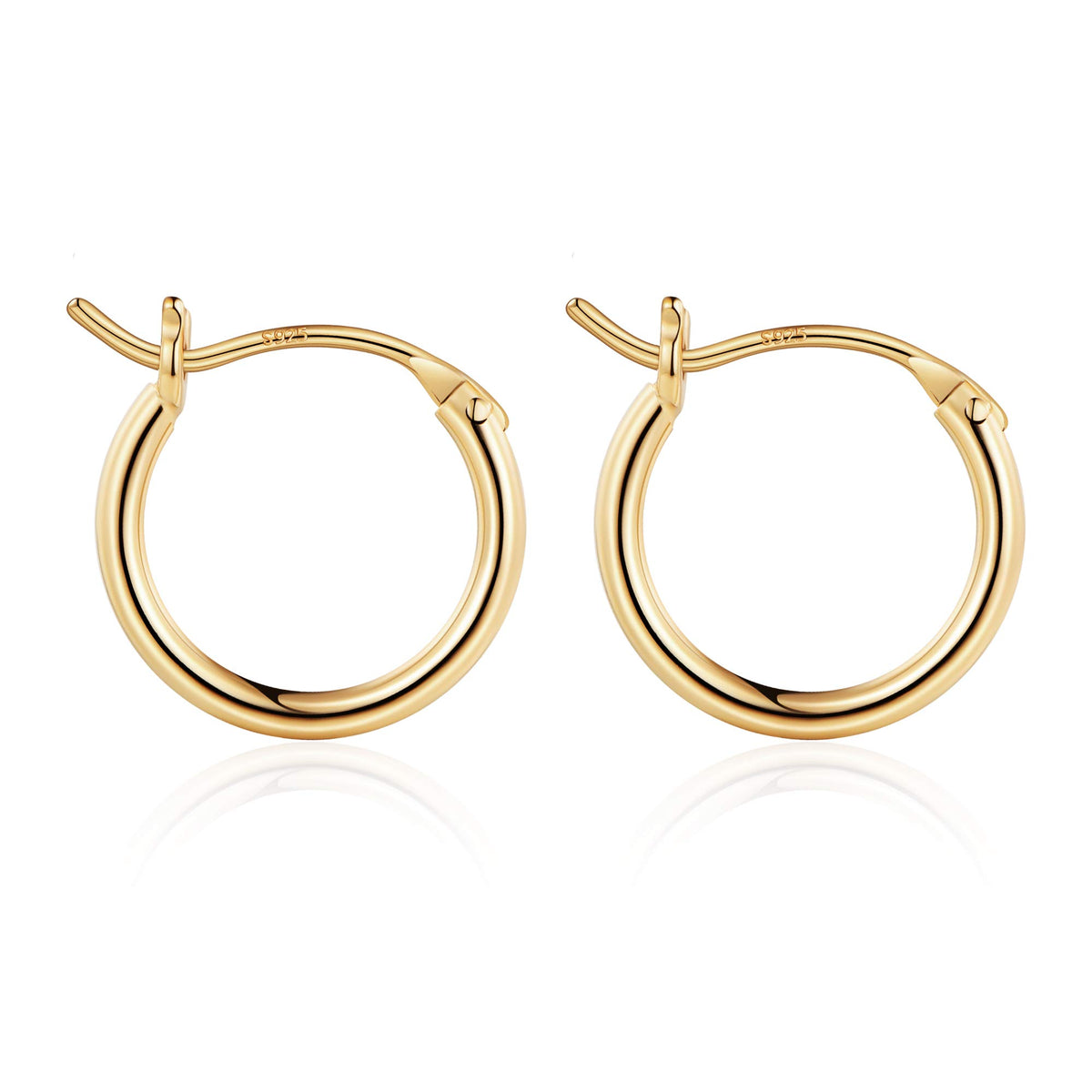 Turandoss Thick Gold Plated Chunky Small Hollow Tube Hoops Earrings for Women Nickel Free Hypoallergenic Lightweight Jewelry Birthday Gift for Women 13/15/20/25/30/40Mm