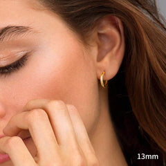 Turandoss Thick Gold Plated Chunky Small Hollow Tube Hoops Earrings for Women Nickel Free Hypoallergenic Lightweight Jewelry Birthday Gift for Women 13/15/20/25/30/40Mm