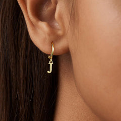 Turandoss Initial Huggie Earrings for Girls 14K Gold Plated Name Cuff Hoop Personalized Letter A-Z Hypoallergenic Jewelry Birthday Gifts for Women Girls