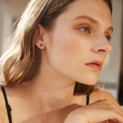 Turandoss S925 Sterling Silver Birthstone Stud Earrings for Women 0.8Ct Lab Grown Personalized Sapphire September Birthday Jewelrys Gifts for Women Girls