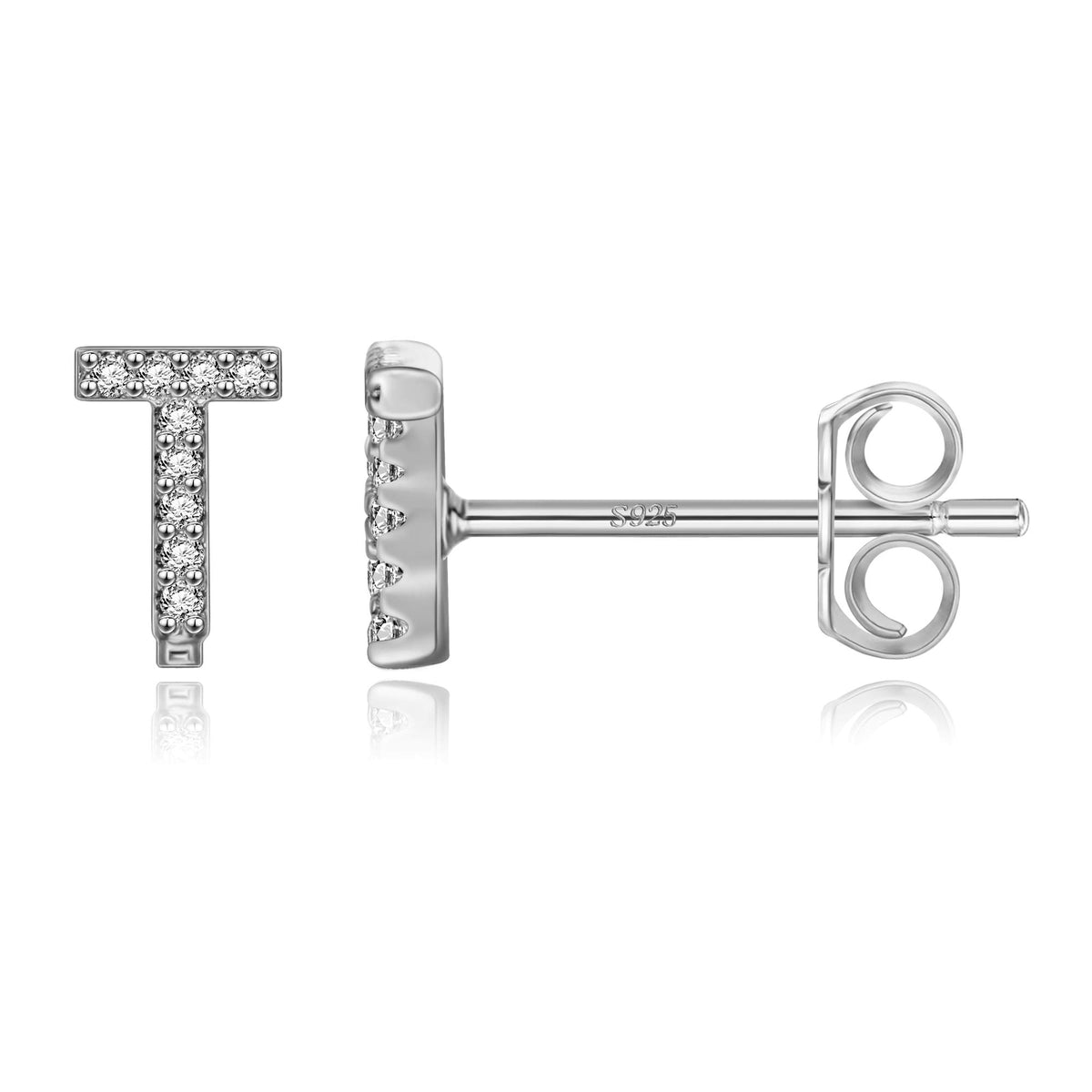 Turandoss 14K White Gold Plated Initial Cz Stud Earrings for Teens Little Girls Hypoallergenic Daughter Kids Jewelry Birthday Gifts for Women Her