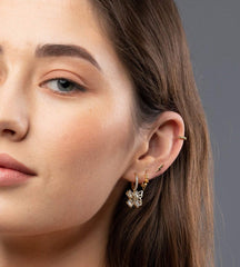 Turandoss Butterfly Huggie Hoop Earring, 14K Gold Plated 925 Sterling Silver, Hypoallergenic, Hoop Earring With Cz Butterfly Charm for Women And Girls