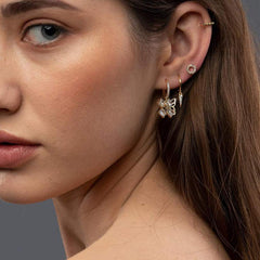 Turandoss Butterfly Huggie Hoop Earring, 14K Gold Plated 925 Sterling Silver, Hypoallergenic, Hoop Earring With Cz Butterfly Charm for Women And Girls