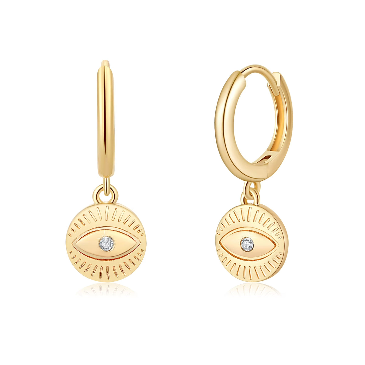 Turandoss S925 Sterling Silver Post Huggie Hoop Earrings, 14K Gold Plated Dangle Small Hoop Cuff Earring Hypoallergenic Dainty Cubic Zirconia Snake Ball Spike Evil Eye Moon Star Huggie Hoop Jewelry