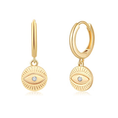 Turandoss S925 Sterling Silver Post Huggie Hoop Earrings, 14K Gold Plated Dangle Small Hoop Cuff Earring Hypoallergenic Dainty Cubic Zirconia Snake Ball Spike Evil Eye Moon Star Huggie Hoop Jewelry