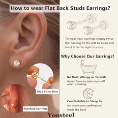 Turandoss 6 Pairs Pearl Stud Earrings Set for Women 925 Sterling Silver Post Hypoallergenic Tiny Flatback Piercings Jewelry Set for for Women Teen Girls