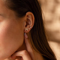 Turandoss Initial Stud Earrings Set for Girls 14K Gold Plated S925 Sterling Silver Post Cute Letter A-Z Heart Cz Stud Earrings Hypoallergenic Jewelry Birthday Gifts for Girls Ages 10-12