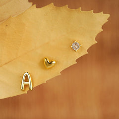 Turandoss Initial Stud Earrings Set for Girls 14K Gold Plated S925 Sterling Silver Post Cute Letter A-Z Heart Cz Stud Earrings Hypoallergenic Jewelry Birthday Gifts for Girls Ages 10-12