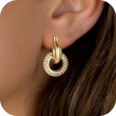Turandoss Huggie Hoop Earrings for Women Girls, Dainty 14K Gold Plated Twisted Rope Hypoallergenic Cubic Zirconia Paperclip Link Drop Dangle Hoop Earring for Women Trendy Jewelry Gifts