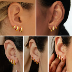 Turandoss 14K Gold Plated Chunky Twisted Huggie Hoops Earrings for Women Trendy Lightweight Small Hoop Hypoallergenic 8-10-12MM Jewelry Gifts for Women