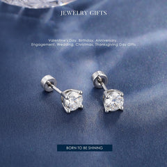 Turandoss 3 Pairs Moissanite Earrings Set for Women 14K White Gold Plated D Color Vvs1 Solid 925 Sterling Silver Hypoallergenic Flat Back Stud Jewelry Gifts for Women Teen Girls