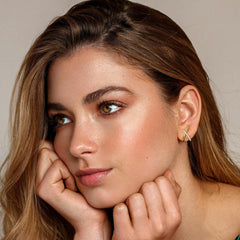 Turandoss 3 Pairs 14K Gold Plated Hypoallergenic Cartilage Huggie Hoop Stud Cubic Zirconia Simple Minimalist Sterling Silver Earrings Trendy, Dainty Ear Cuff Jewelry Set for Women