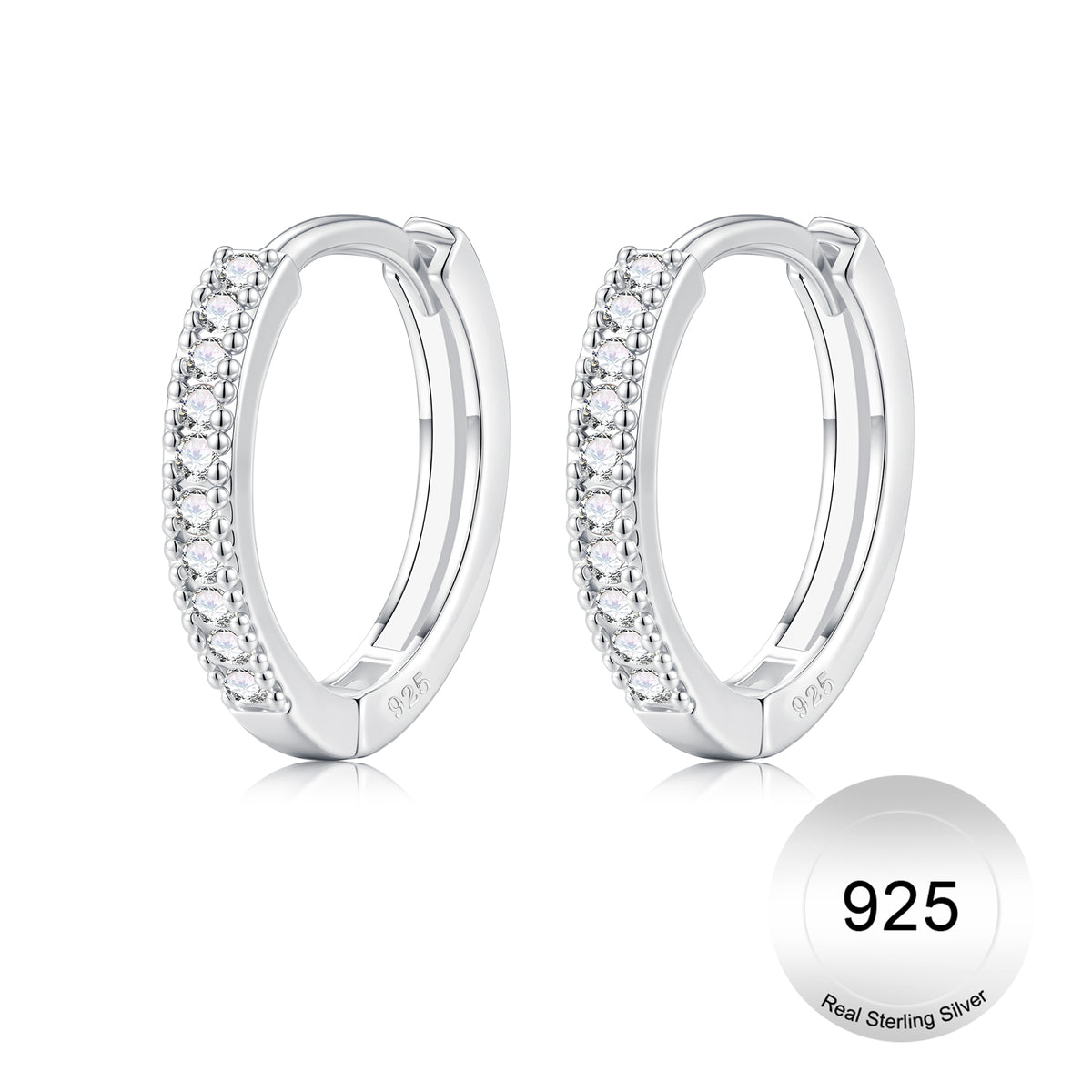 Turandoss S925 Sterling Silver Thick Huggie Hoop Earrings for Women Hypoallergenic Dainty CZ Jewelry Birthday Christmas Gifts for Her Wife Girlfriend