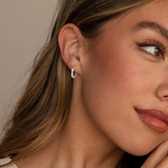 Turandoss S925 Sterling Silver Thick Huggie Hoop Earrings for Women Hypoallergenic Dainty CZ Jewelry Birthday Christmas Gifts for Her Wife Girlfriend