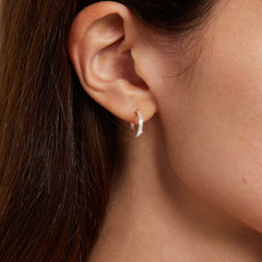 Turandoss S925 Sterling Silver Thick Huggie Hoop Earrings for Women Hypoallergenic Dainty CZ Jewelry Birthday Christmas Gifts for Her Wife Girlfriend