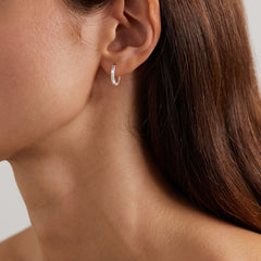 Turandoss S925 Sterling Silver Thick Huggie Hoop Earrings for Women Hypoallergenic Dainty CZ Jewelry Birthday Christmas Gifts for Her Wife Girlfriend