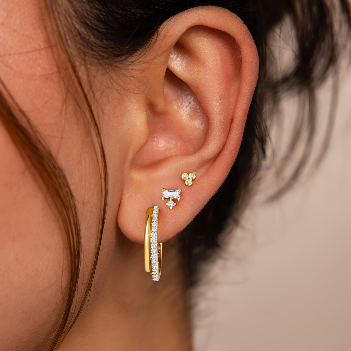 Turandoss 14K Gold Earrings Set for Women Trendy Chunky Hoops Huggie Cubic Zirconia Dainty Hoop Cartilage Dangle Drop Hypoallergenic Multiple Piercing Birthday Christmas Gifts for Women Girls