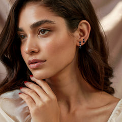 Turandoss 3 Pairs Black Stud Earrings Set for Women 14K White Gold Plated Hypoallergenic Round Cz Stud Multiple Piercings Jewelry Gifts for Women Girls Trendy