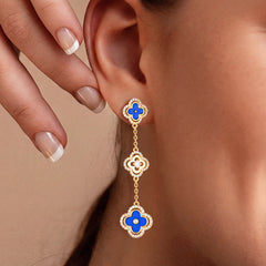 Turandoss 14K Gold Plated Hypoallergenic Stud Earrings Pink Four Leaf Clover CZ Studs Earring 925 Sterling Silver Post Dainty Drop Dangle Earring Jewelry Gifts for Women Her Mom Girlfriend Wife