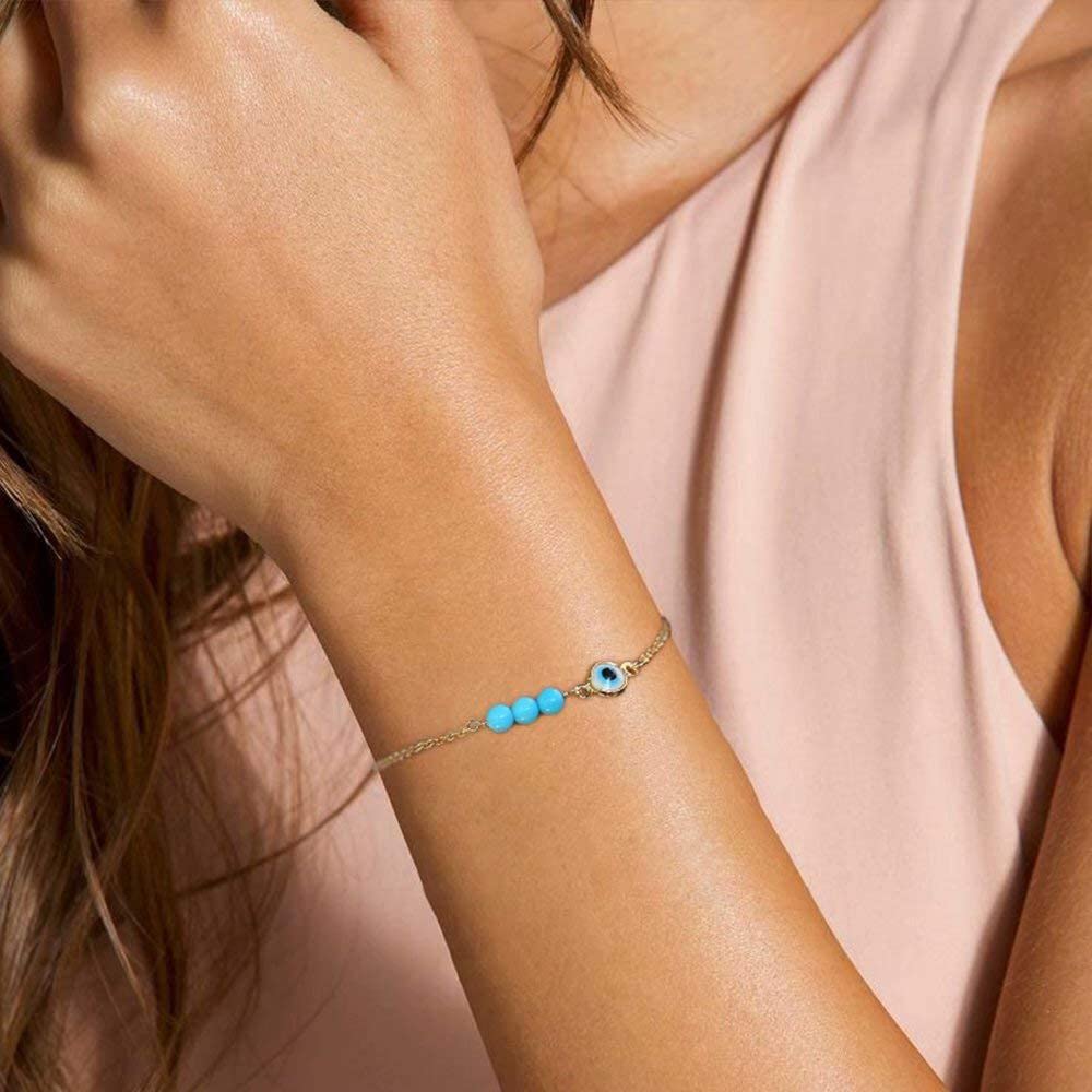 Evil Eye Dainty Gold Bracelets for Women