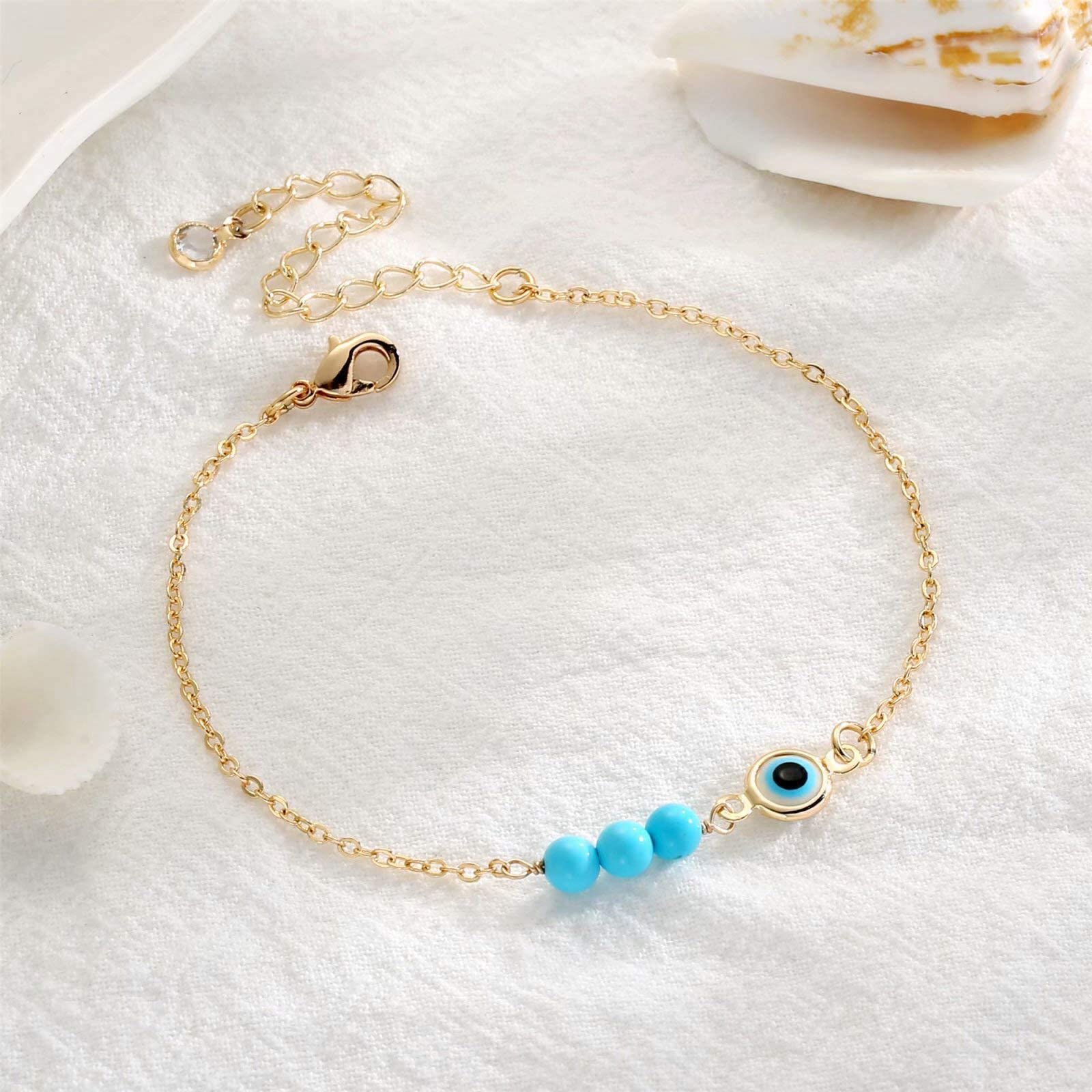 Evil Eye Dainty Gold Bracelets for Women