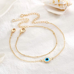 Evil Eye&Beads Chain Dainty Gold Bracelets for Women
