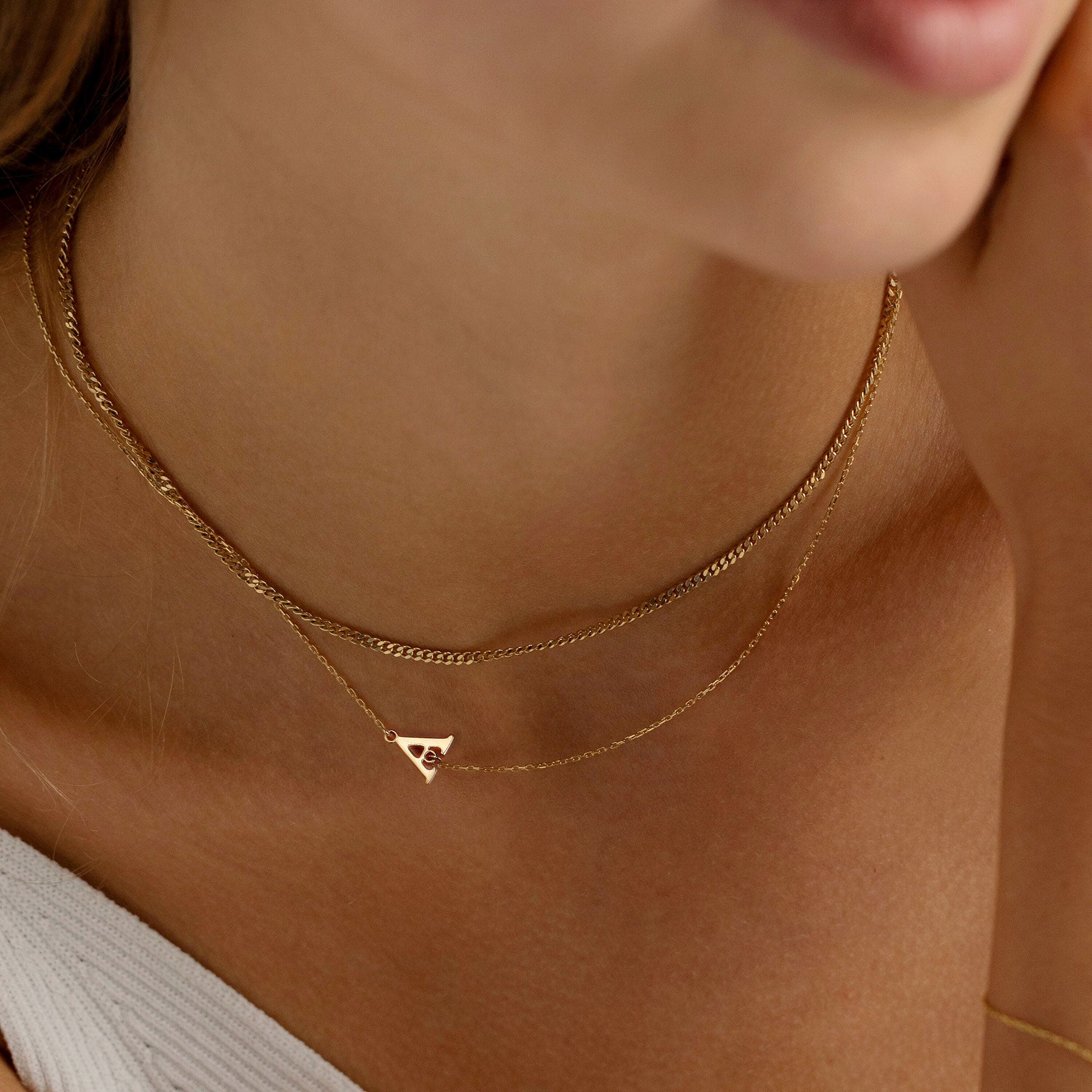 Gold Layered Initial Necklaces for Women Trendy