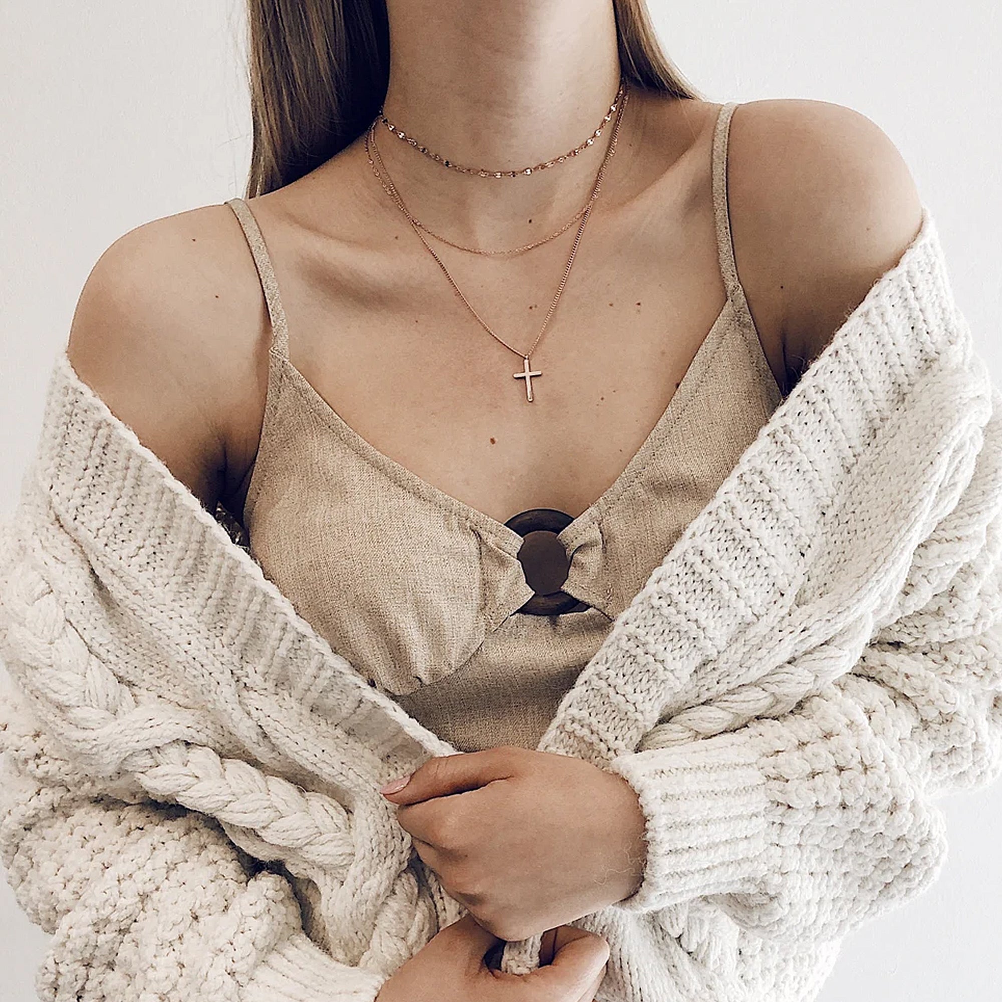 Gold Layered Cross Necklace for Women