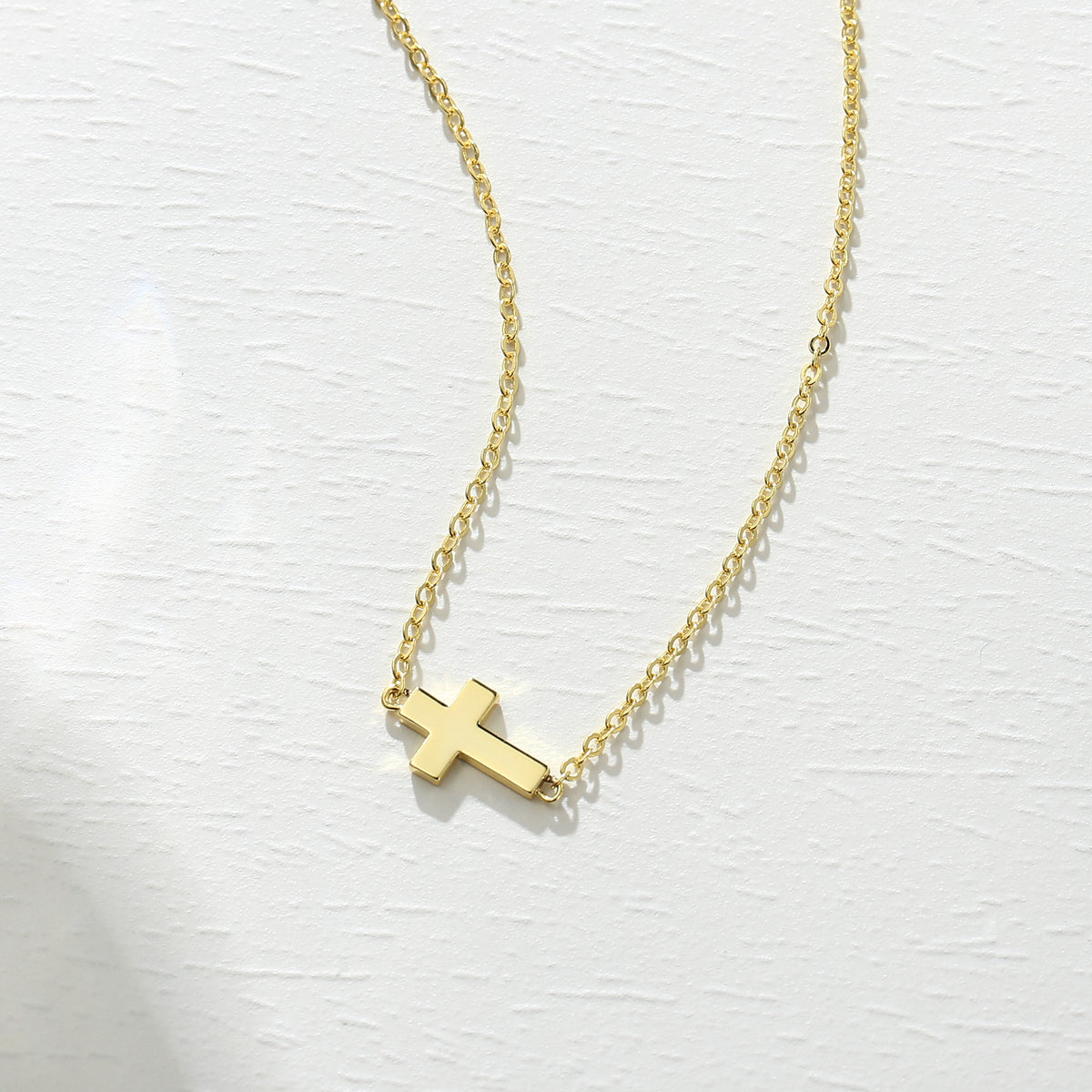 Gold Sideway Cross Choker Necklace for Women