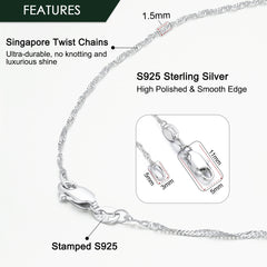 Turandoss S925 Sterling Silver Chain Necklace for Women Girls, 1.5mm Wave Twisted Chains, Fine Jewelry, Graduation Gifts for Women, Girls, 2026