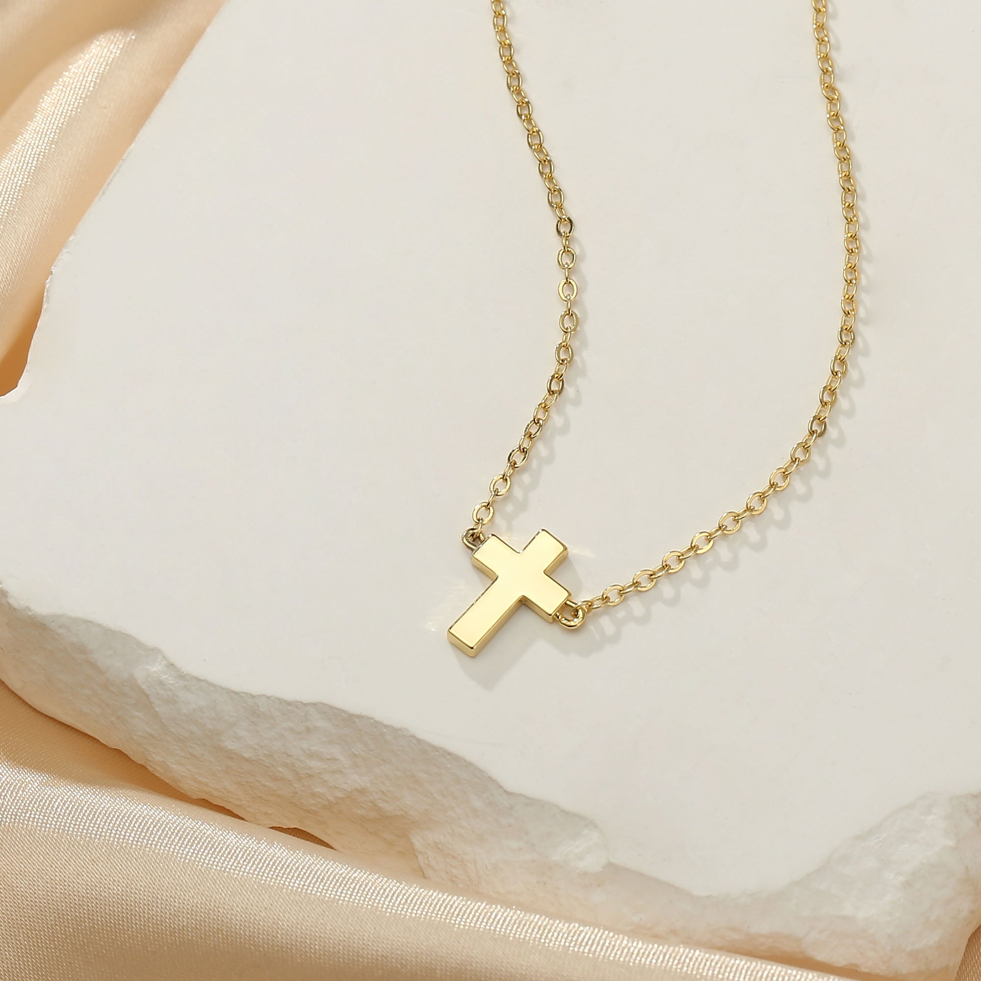 Gold Tiny Cross Choker Necklace for Women