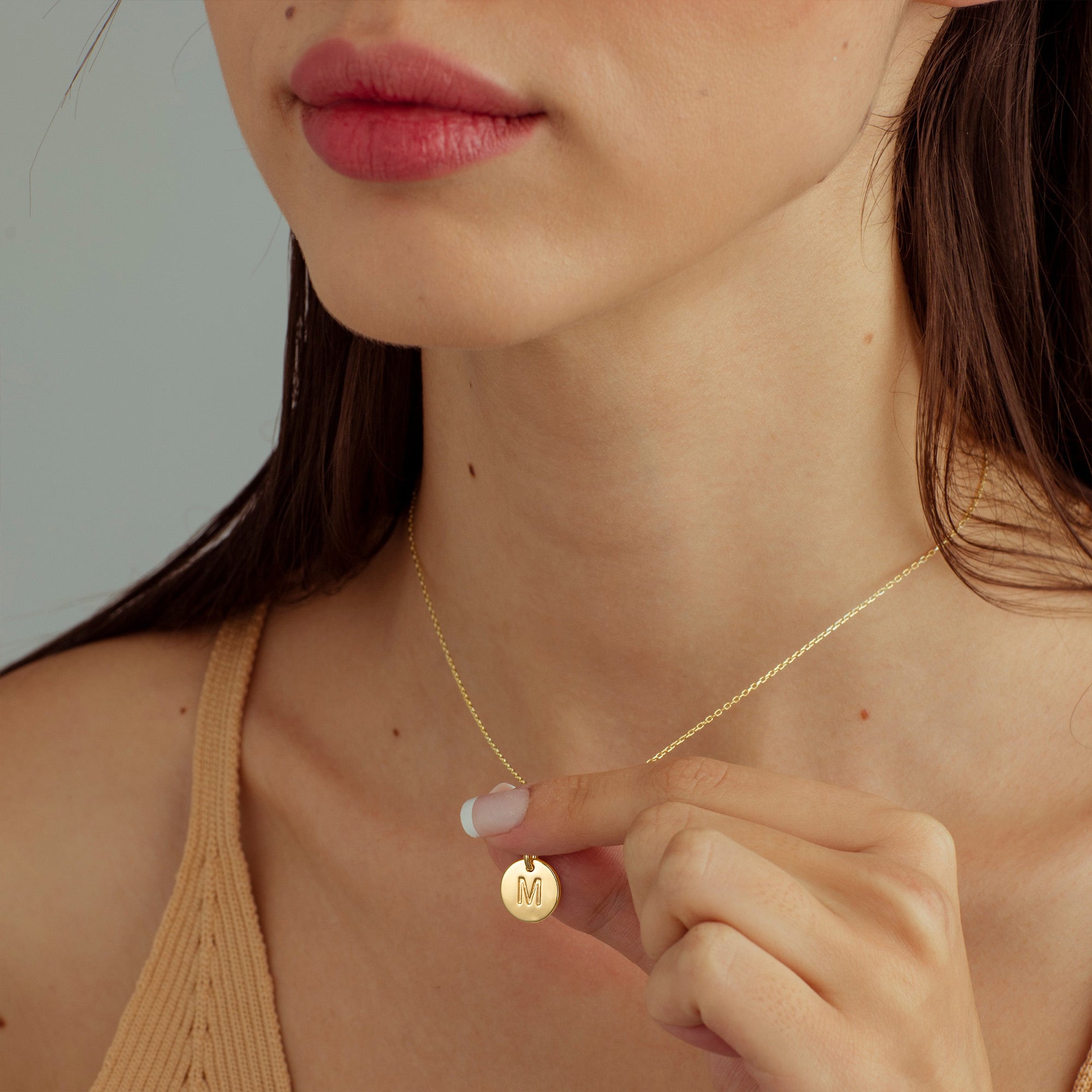 Gold Initial Choker Pearl Necklace