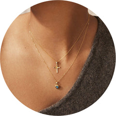 Gold Layered Cross & Evil Eye Necklace for Women